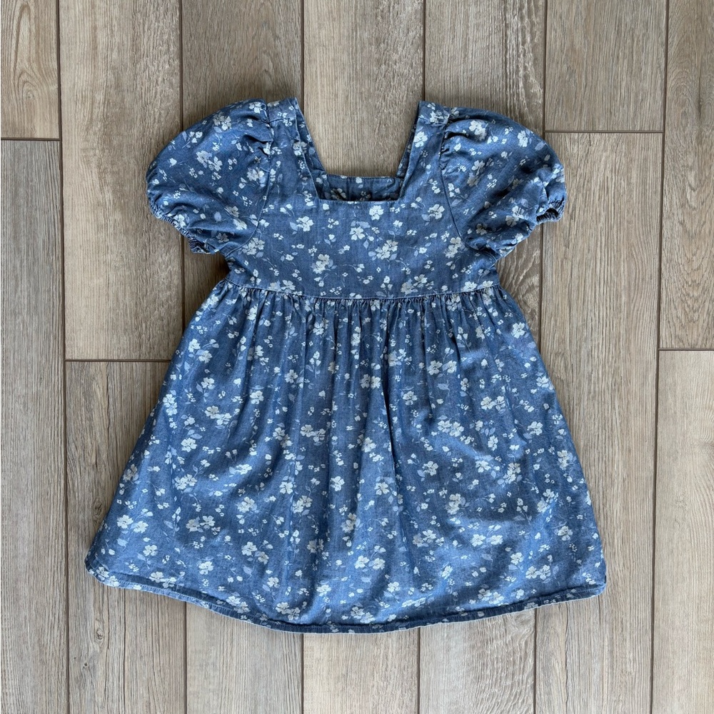 GAP Blue Floral Dress with Puff Sleeves